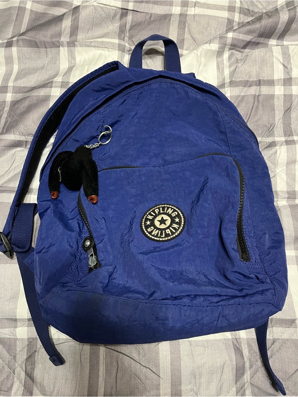 Kipling Navy Blue Everyday Backpack with Monkey Charm